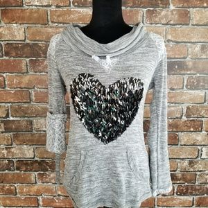 Cowel Neck Grey Long Sleeve Sweater